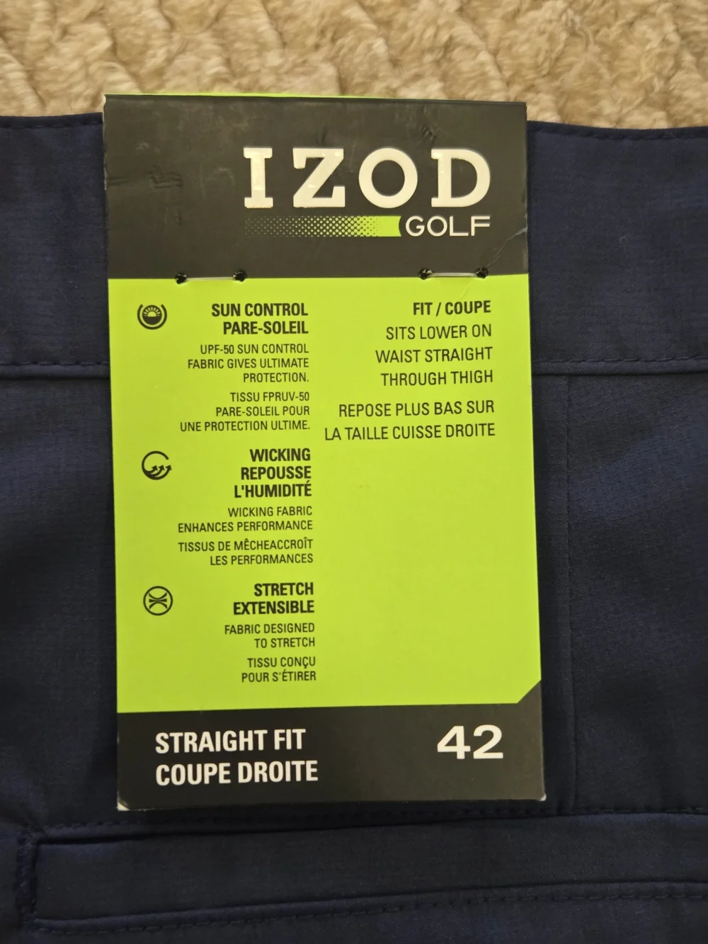 IZOD Men's Navy Golf Shorts with Side Stripe Size 42